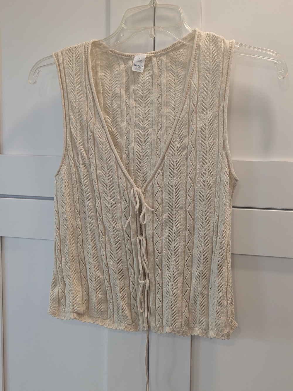 Old Navy Cream Knit Tie-Front Tank